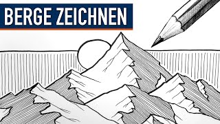 Berge Zeichnen Einfache Zeichenübung Mit Einer Berglandschaft