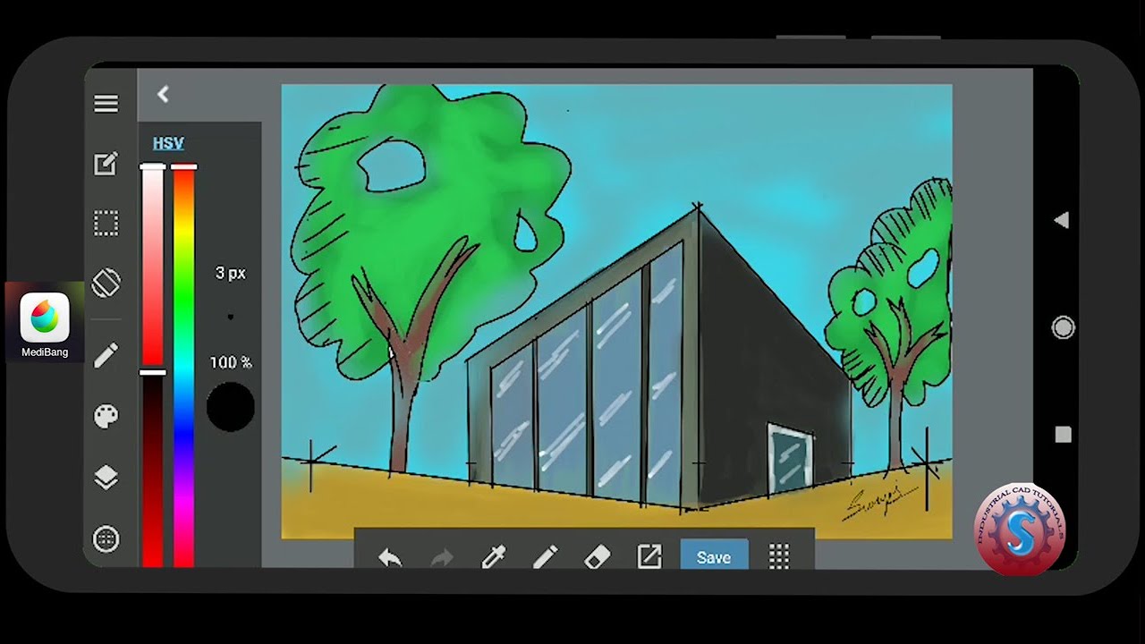 HOUSE & SCENERY IN TWO POINT PERSEPCTIVE ARCHITECTURAL DIGITAL