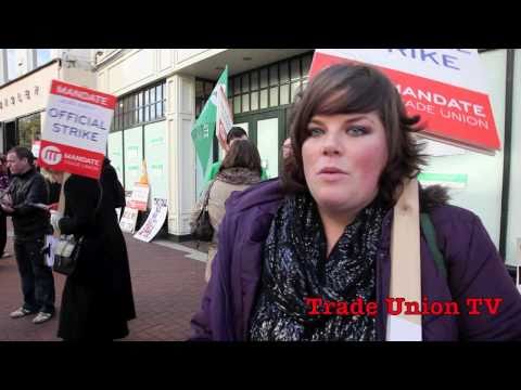 Laura Ashley workers on strike October 2010