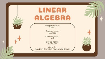 MAT263 Video Assignment Application of Linear Algebra in Our Daily Life - Vector Space