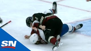 Avalanche Rookie Bowen Byram Gets Into First Career Fight Against Coyotes’ Drake Caggiula