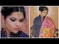 Simple Eid makeup tutorial|| indian wedding guest makeup look|| blue and bronze halo eyes makeup||