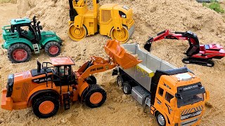 Compilation of excavator dump truck and tractor playing in the sand - Toy car story screenshot 5