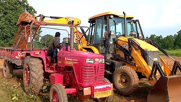 New Jcb 3dx Backhoe Machine Loading Red Mud In Mahindra and Swaraj Tractors | Jcb Tractor Cartoon
