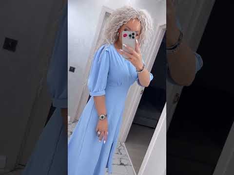 Жіноча літня сукня «Франческа» міді однотонна на кожен день (Розмір S,M,L,XL), Блакитна, видео 1