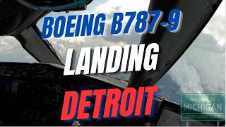 Boeing B787-9 unusual landing at Detroit airport - DTW runway 21L - pilot's view 4K - CaptainPadde