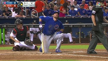 CHC@MIA: Zobrist is hit by a pitch