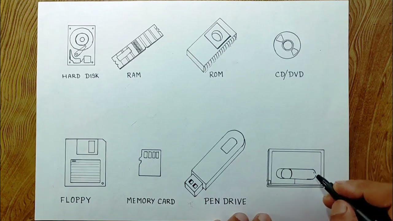 Storage devices drawing how to draw storage devices of computer youtube