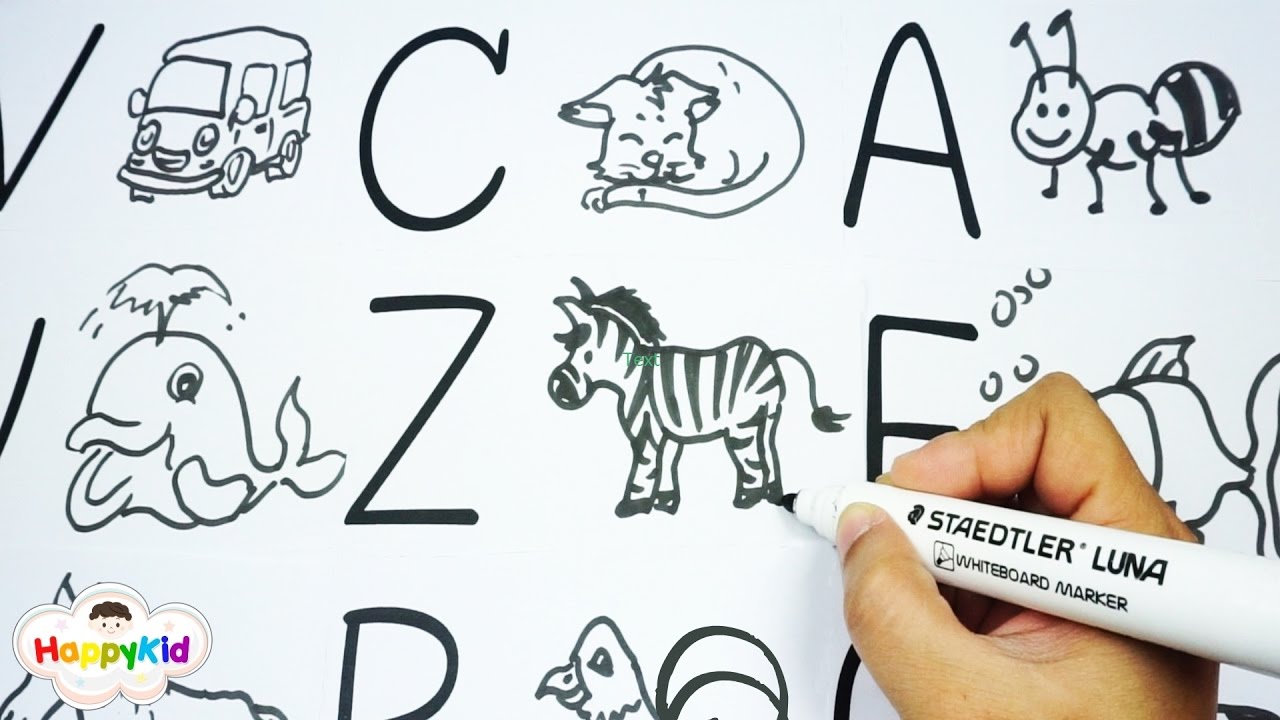 วาดการ์ตูน ABC | เพลง ABC | หัดอ่าน A-Z | Learn Alphabet With Cartoon ...