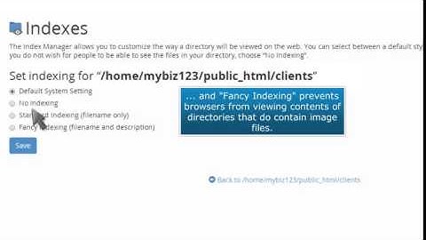 How to use the index manager in cPanel