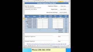 Free Simple Weekly Time Card Calculator For Contractors From Fast Easy Accounting screenshot 5