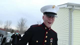 Emotional reaction when US Marine comes home