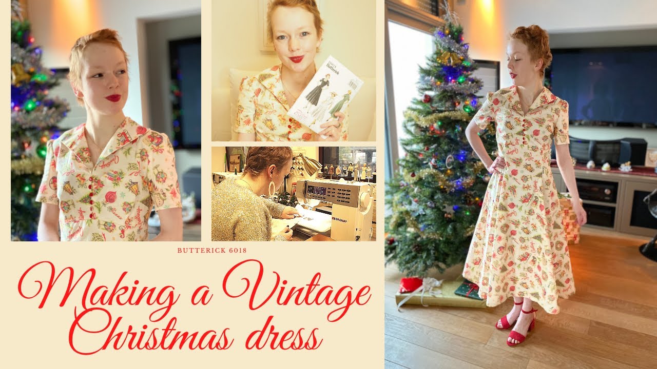 Making a Vintage Christmas dress with the Butterick 6018 pattern (English verion)