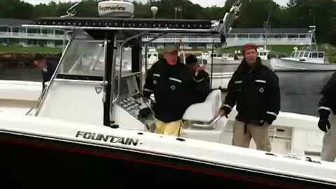 President George Bush departing Perkins Cove Maine