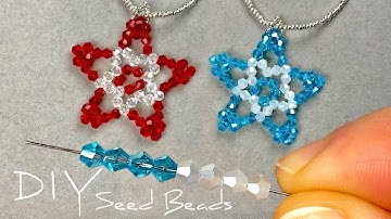 Easy Beaded Christmas Star Ornaments: Beading Tutorials | How to Make a Star with Beads and Crystals