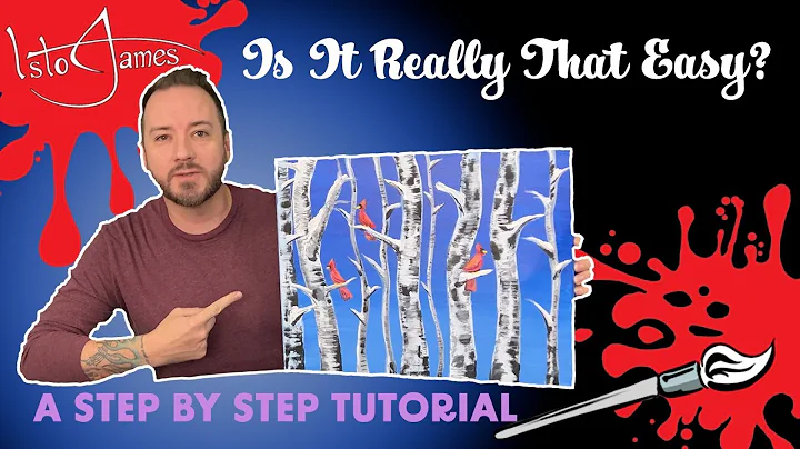 How To Paint Birch Tree Forest with Cardinals | Ea...