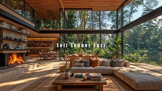 Soft Indoor Jazz for Stress Relief | Jazz Relaxing Music in Forest Cafe Ambience for Study & Read