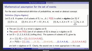 Optimization and Data Science: Lecture 14: Basic of Stochastics and Statistics