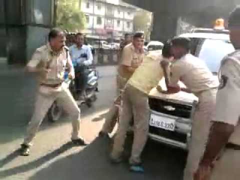 Indian police dadagiri on road