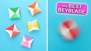 Easy Origami Paper Beyblade. How to make a moving paper toy antistress. screenshot 5