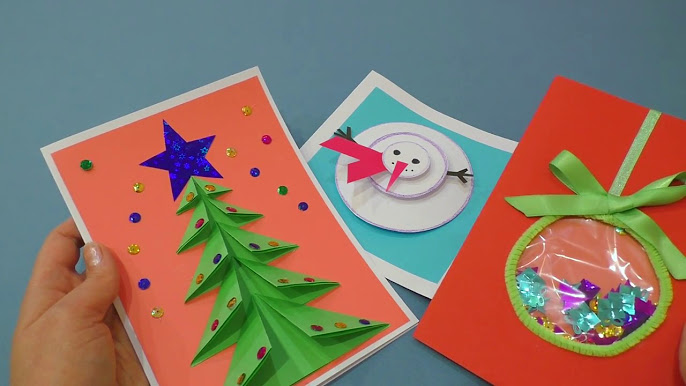 Новогодние открытки своими руками для детей и взрослых из подручных материалов