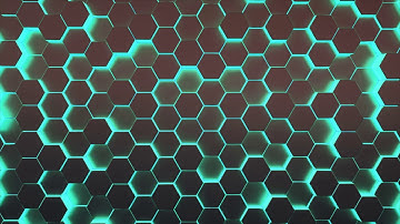 looping 3d animation of pulsating green hexagon pattern