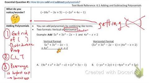 6.1 adding subtracting polynomials