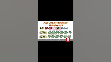 Lotto Result Today 9pm live draw October 19, 2025 Swertres Ez2 PCSO live result