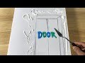 Daily Challenge #9 / Acrylic / How to Paint a Door and flowers in Acrylic