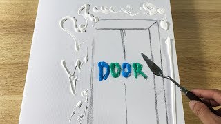 Daily Challenge #9 / Acrylic / How to Paint a Door and flowers in Acrylic