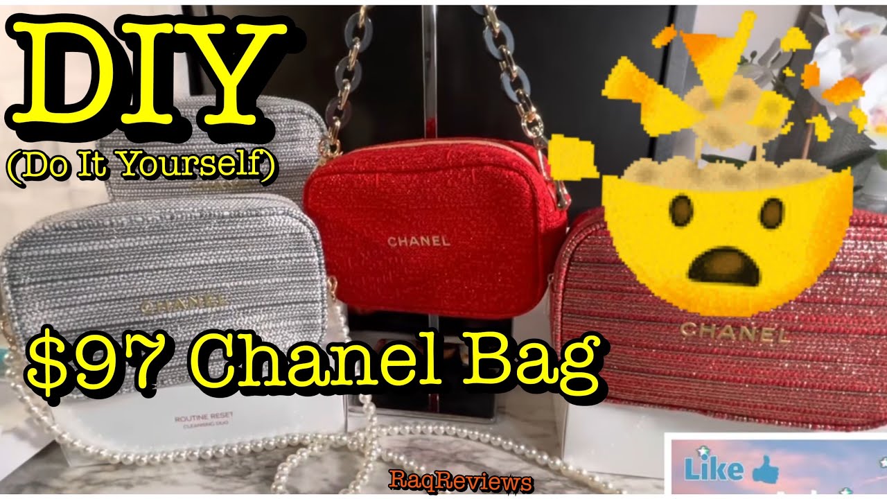 CHEAPEST CHANEL BAG EVER! CONVERT A $97 CHANEL BEAUTY HOLIDAY POUCH INTO A  PURSE! RaqReviews 