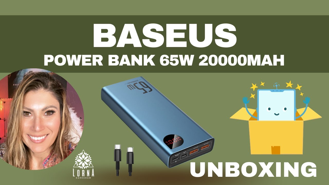 Baseus Power Bank, 65W 20000mAh Laptop Portable Charger, Fast Charging USB C 4Port PD3.0