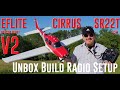 Horizon hobby  cirrus sr22t v2  15m  unbox build  radio setup