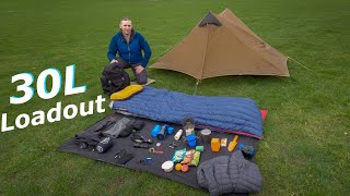 30 Litre Wild Camping Kit Loadout | Military Surplus Backpack | British Army 30L Daypack