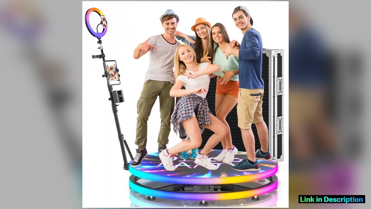 360 Photo Booth for Events with Flight Case Automatic 360 Photo Booth Machine with RGB Ring Light A