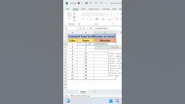 Convert years to Minutes in Excel | Advance Excel | Excel Tips & Tricks | #excel #shorts #exceltips