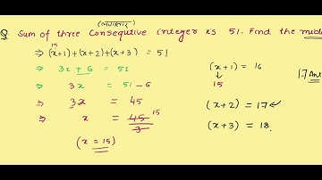 Sum of three Consecutive integer is 51. Find the integers?
