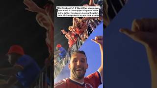 A fan Dropped his phone while trying to film the players, John McGinn picked it up & took a selfie