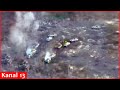 Drone footage of dozens of Russian military equipment destroyed in Avdiivka