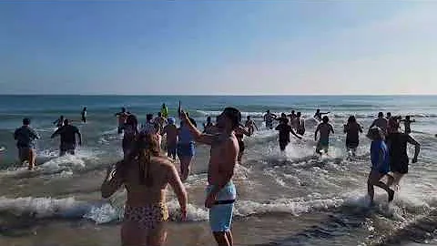 Jan 1 2023 Polar plunge  Milwaukee WI USA Bradford beach