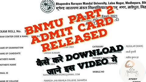 HOW TO DOWNLOAD BNMU ADMIT CARD!! BNMU! ADMIT CARD! SHORT DETAIL| Full Detail
