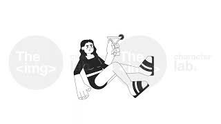 Arab woman cheers with martini glass bw 2D character animation