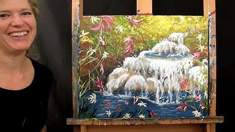 How to Paint a TROPICAL WATERFALL with Acrylics | Paint and Sip at Home | Step by Step Tutorial