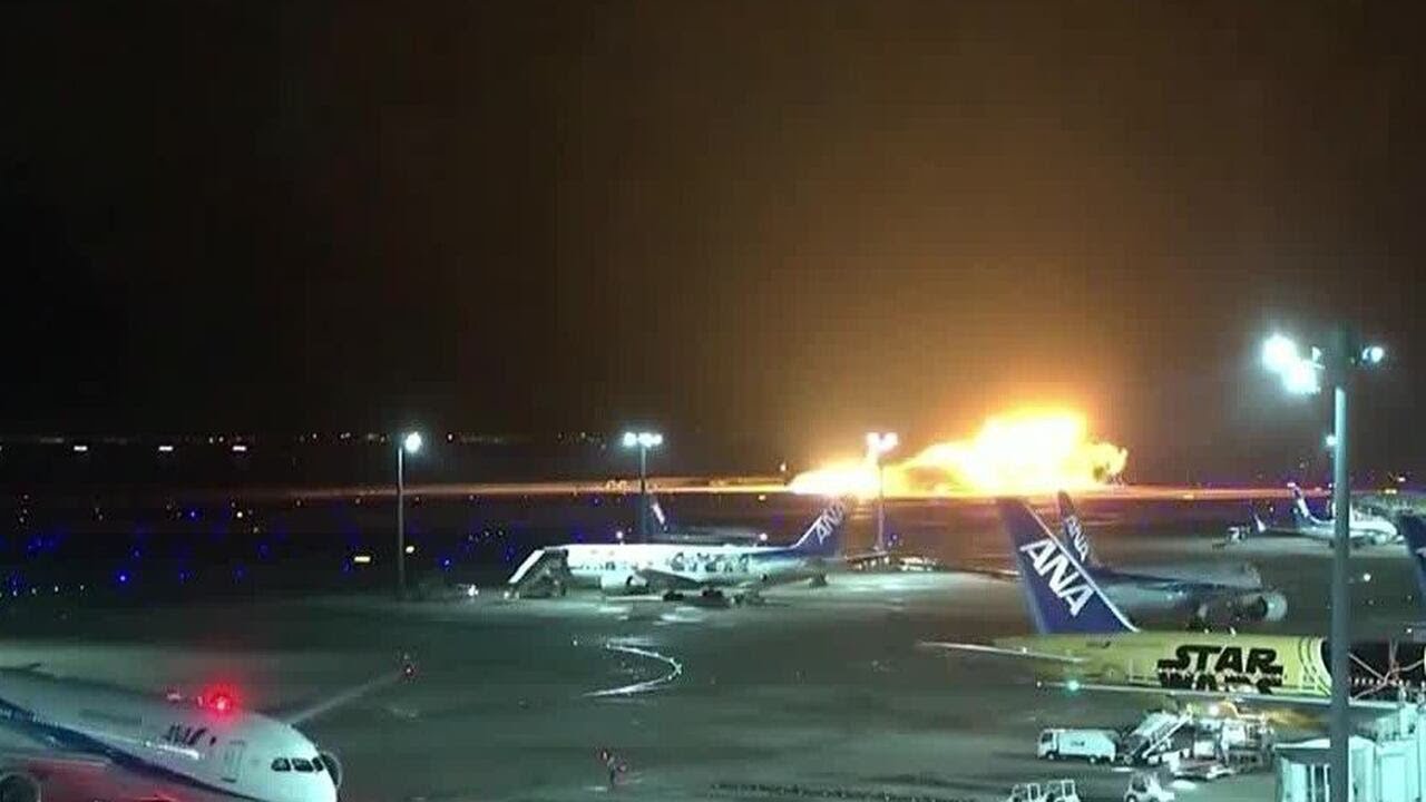 Deaths reported after plane crashes into another plane, catches fire on runway at Japanese airpor...