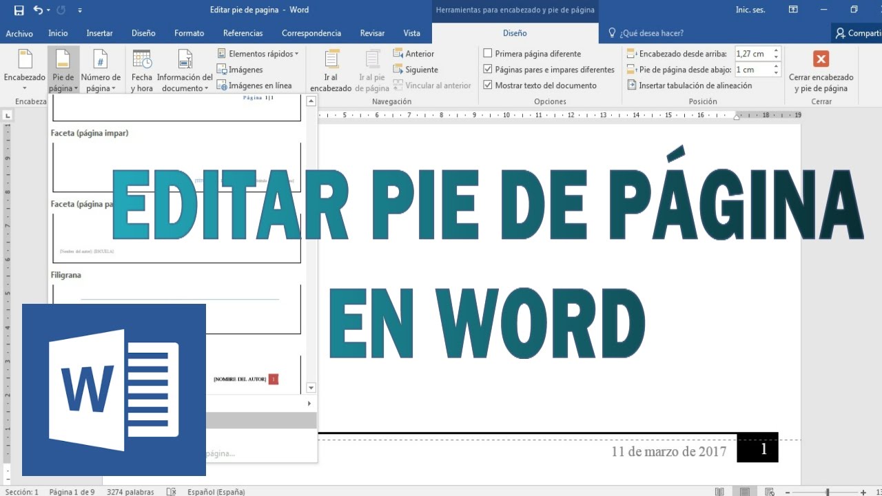 Como Editar El Pie De Pagina En Word Youtube