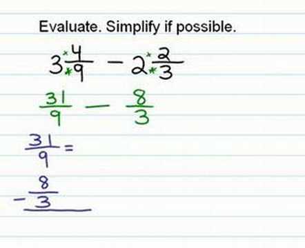 Subtracting Fractions (mixed numbers) 5.NF.A.1