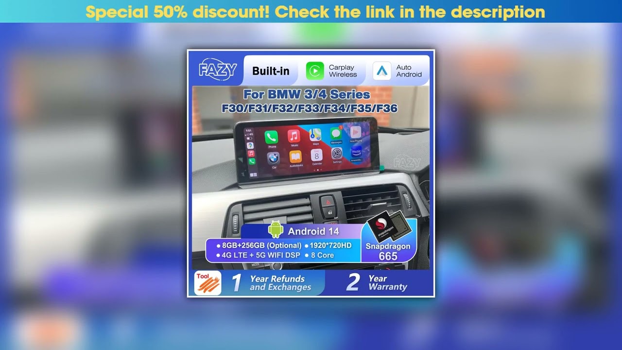 Deal 10.25'' Android 14 Wireless Carplay Auto Radio Touch Screen For BMW 3 4 Series F30 F31 F32 F33