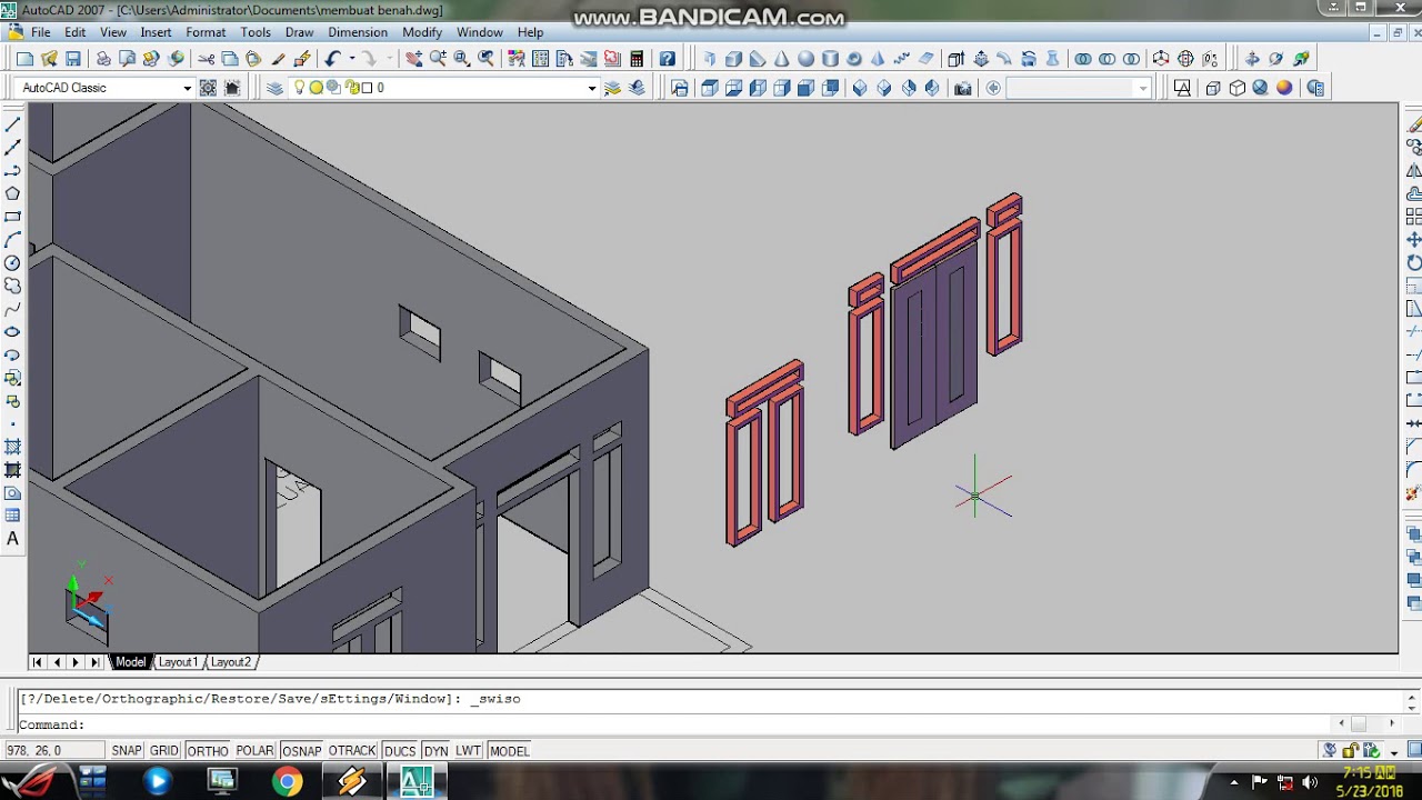  membuat  kusen pintu dan jendela  3D autoCAD part 1 YouTube