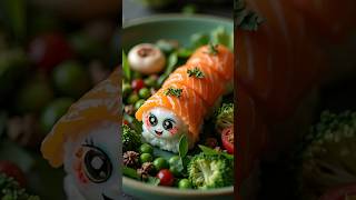 Slicing Sushi With Cartoon Face