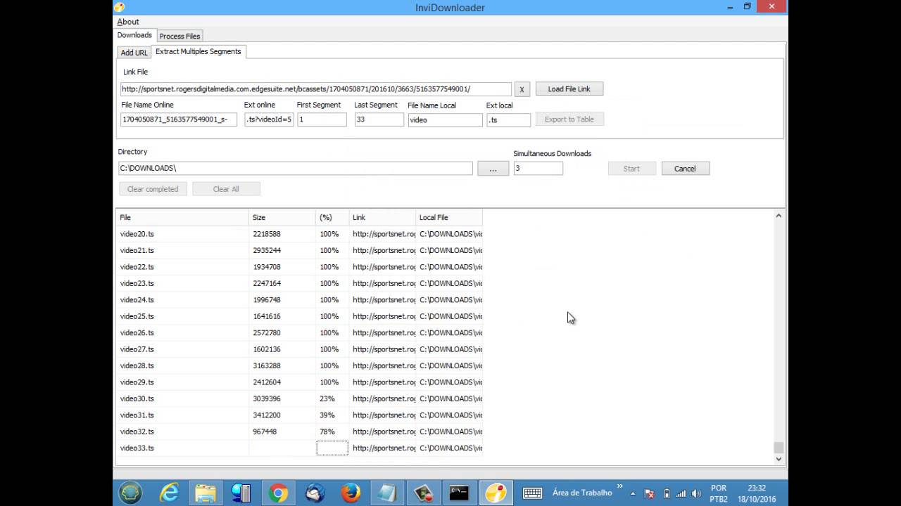 Invidownloader 1.0.0.2  - Example Download Ts Segmented